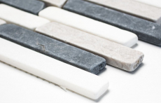 Mosaic tile marble natural stone beige gray black Brick Botticino Nero MOS40-0204_f