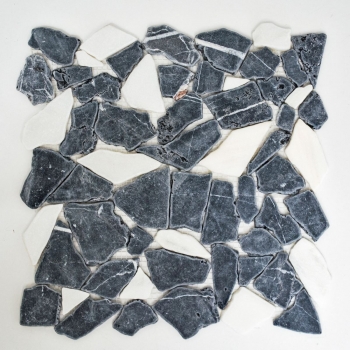 Mosaic quarry marble natural stone white black anthracite polygonal tile splashback kitchen bathroom - MOS44-0204
