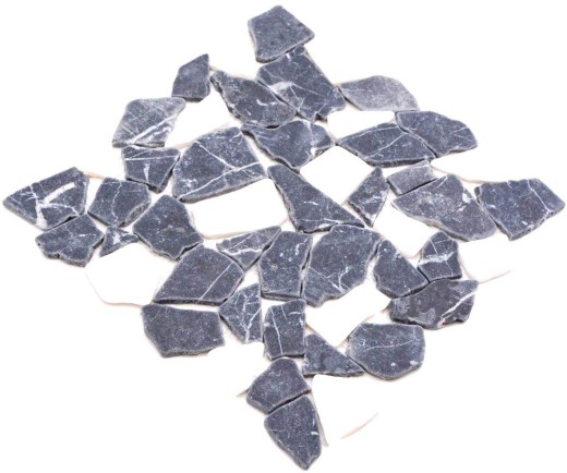 Mosaic quarry marble natural stone white black anthracite polygonal tile splashback kitchen bathroom - MOS44-0204
