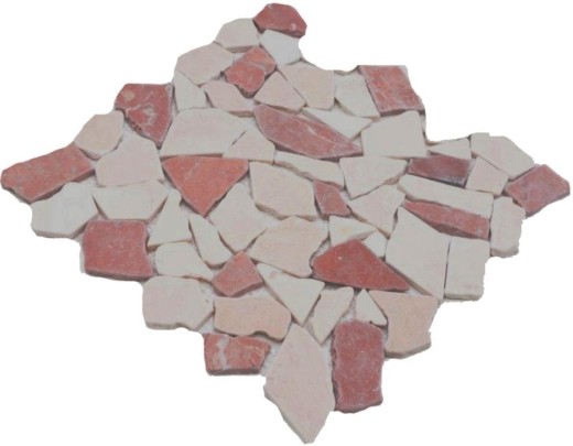 Mosaic quarry marble natural stone red beige polygonal Rosso Verona splashback tile backsplash wall kitchen - MOS44-1002