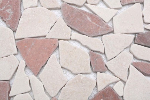 Mosaic quarry marble natural stone red beige polygonal Rosso Verona splashback tile backsplash wall kitchen - MOS44-1002