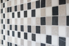 Marble mosaic tile natural stone beige gray black backsplash wall - MOS40-MOS32/1125