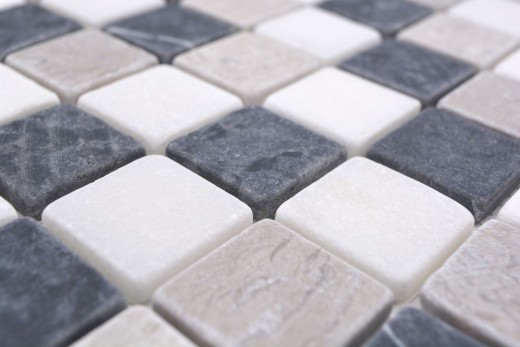 Marble mosaic tile natural stone beige gray black backsplash wall - MOS40-MOS32/1125