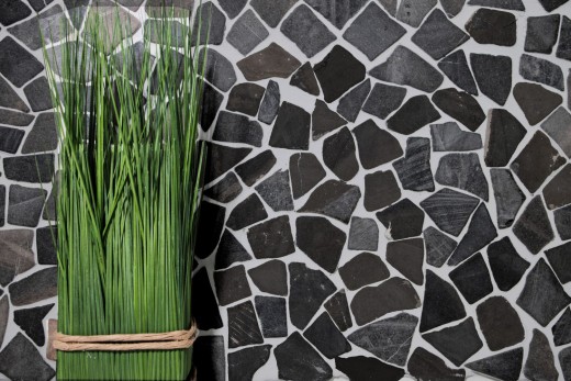 Mosaic quarry marble natural stone gray anthracite polygonal tile backsplash kitchen wall bathroom - MOS44-30-120