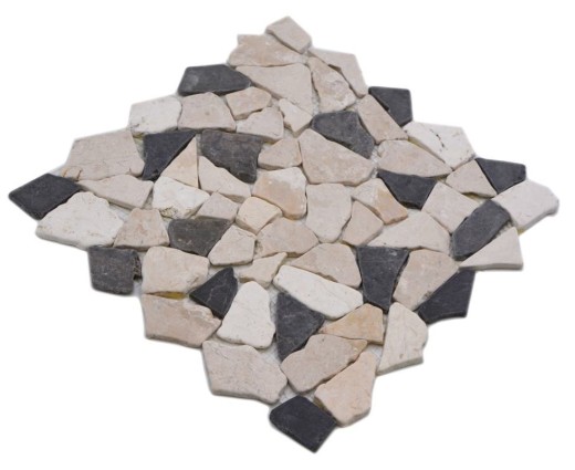 Mosaic quarry marble natural stone beige cream black anthracite polygonal tile backsplash kitchen tile - MOS44-30-110