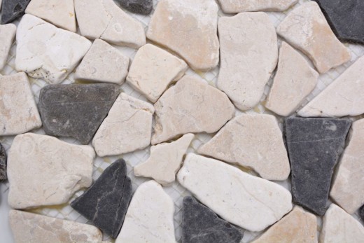 Mosaic quarry marble natural stone beige cream black anthracite polygonal tile backsplash kitchen tile - MOS44-30-110