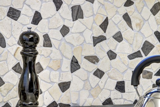 Mosaic quarry marble natural stone beige cream black anthracite polygonal tile backsplash kitchen tile - MOS44-30-110
