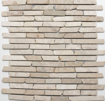 Hand-painted mosaic tile marble natural stone light beige Brick Biancone MOS40-0105_m