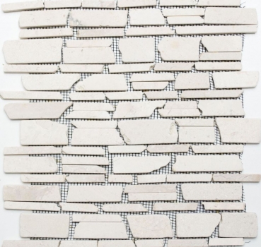 Mosaic tile marble natural stone light beige brick mosaic Biancone MOS40-0200_f
