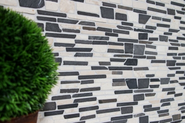 Hand-painted mosaic tile marble natural stone beige black brick mosaic BianconeJava MOS40-0205_m