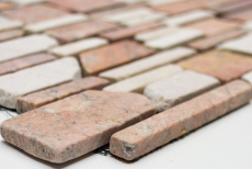 Hand-painted mosaic tile marble natural stone beige red brick mosaic Biancone Rosso MOS40-0225_m