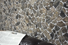 Mosaic quarry marble natural stone beige dark brown polygonal Castanao splashback wall tile kitchen bathroom - MOS44-30-180