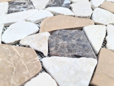 Marble quarry natural stone beige brown polygonal Castanao Cream tile backsplash wall facing - MOS44-30-190