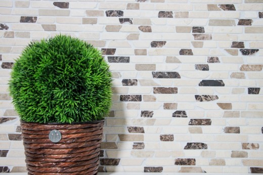 Mosaic Marble Natural stone beige brown cream Brick Castanao Composite Chopsticks Tile Backsplash Wall Kitchen - MOS40-0195