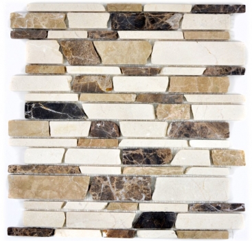 Mosaic marble natural stone beige brown cream brick mosaic Castanao brick bond tile backsplash kitchen - MOS40-12-295
