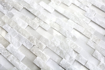 Mosaic tile Marble natural stone Brick Splitface white 3D small MOS40-3D11_f
