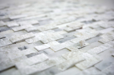 Mosaic tile Marble natural stone Brick Splitface white 3D small MOS40-3D11_f