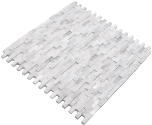 Marble mosaic tile Natural stone Brick Wall bond white 3D look Wall tile WC - MOS40-3D11