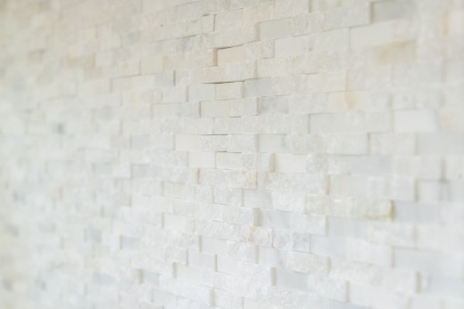 Marble mosaic tile Natural stone Brick Wall bond white 3D look Wall tile WC - MOS40-3D11