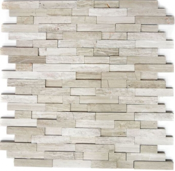 Mosaic tile marble natural stone Brick Splitface gray stripes MOS40-3D20_f