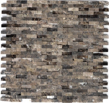Mosaic tile marble natural stone light brown Brick Splitface Emperador 3D small MOS40-3D76_f
