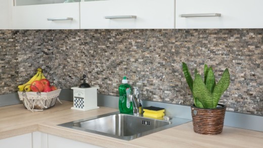 Splitface marble mosaic stone wall natural stone dark brown brick wall bond 3D look kitchen bathroom - MOS40-3D76