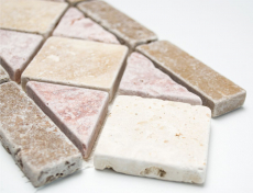 Border Travertine natural stone beige cream red teracotta brown border decor antique look wall kitchen bathroom - MOSBOR-60204