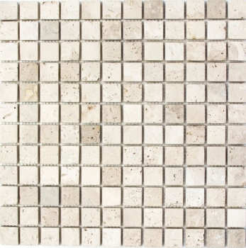 Travertine mosaic tiles terrace wall floor natural stone light beige cream wall cladding kitchen splashback shower tray - MOS43-46023