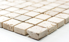 Travertine mosaic tiles terrace wall floor natural stone light beige cream wall cladding kitchen splashback shower tray - MOS43-46023