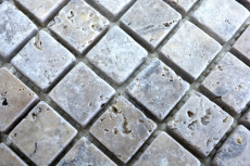 Mosaic tile travertine natural stone white gray silver Antique Travertine MOS43-47023_f