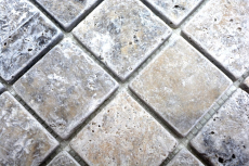 Mosaic tile travertine natural stone white gray silver Antique Travertine MOS43-47048_f