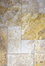 Tile Travertine natural stone yellow gold natural stone tile Roman bond gold brown antique look floor tile - MOSF-45-51000