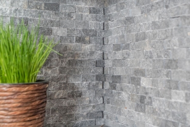 Splitface marble stone wall stone wall natural stone anthracite gray brick wall bond 3D optics tile mirror - MOS40-48196