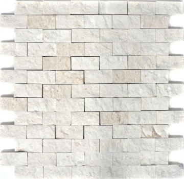 Limestone mosaic natural stone Splitface stone wall white cream Brick Limestone 3D optics tile backsplash wall tile bathroom - MOS29-49248