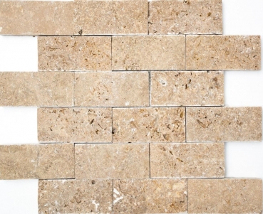 Mosaic stone wall Travertine natural stone walnut Brick Splitface 3D optic wall facing tile backsplash kitchen wall - MOS43-1210