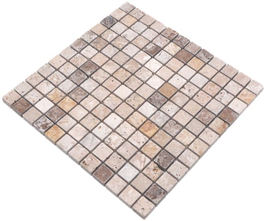 Travertine mosaic tiles terrace wall floor natural stone beige brown golden brown backsplash shower tray shower wall kitchen - MOS43-46380