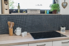 Mosaic tiles quartz composite artificial stone Artificial black MOS46-ASM22