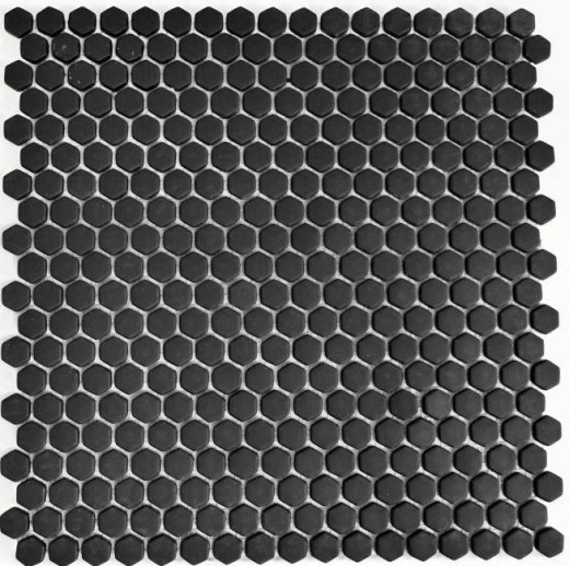 Hand-painted mosaic tile ECO Recycling GLAS Hexagon Enamel black matt MOS140-HX11B_m
