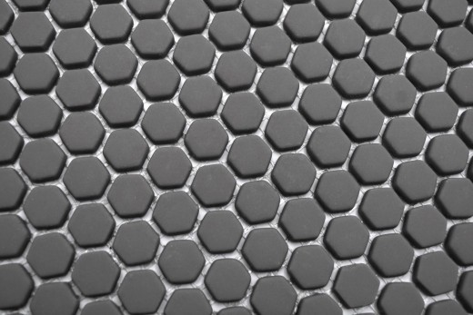 Glass mosaic Sustainable wall covering Tile backsplash Recycling Hexagon Enamel gray-brown matt MOS140-HX15G