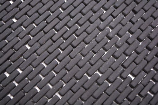 Glass mosaic Sustainable wall covering Tile backsplash Recycling Brick Enamel black matt MOS140-B21B