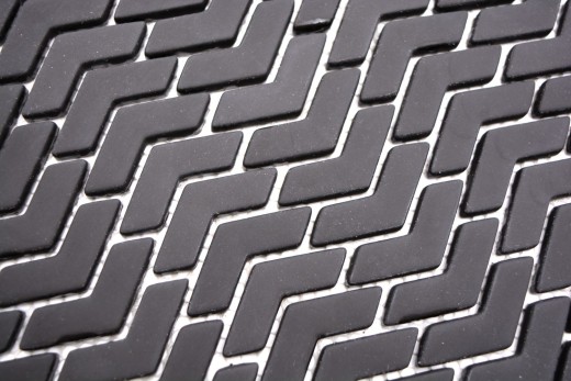 Glass mosaic Sustainable wall covering Tile backsplash Recycling herringbone Enamel black matt MOS140-HB31B
