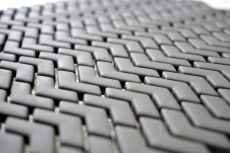 Glass mosaic Sustainable wall covering Tile backsplash Recycling herringbone Enamel gray-brown matt MOS140-HB35G