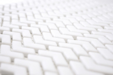 Hand-painted mosaic tile ECO Recycling GLASS Herringbone Enamel white matt MOS140-HB37W_m