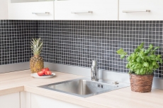 Glass mosaic Sustainable wall covering Tile backsplash Recycling black anthracite MOS360-03