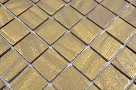 Glass mosaic Sustainable wall covering Tile backsplash Recycling satin gold MOS360-05