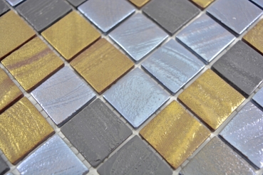 Mosaic tile ECO GLAS black anthracite satin gold bronze oxide MOS360-357_f | 10 mosaic mats