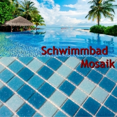 Swimming pool mosaic pool mosaic tile glass light blue blue paper-bonded MOS52-0402_Papier_f | 10 mosaic mats