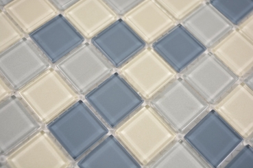 Hand-painted mosaic tile Translucent glass mosaic Crystal white metallic silver metallic gray MOS63-0122_m