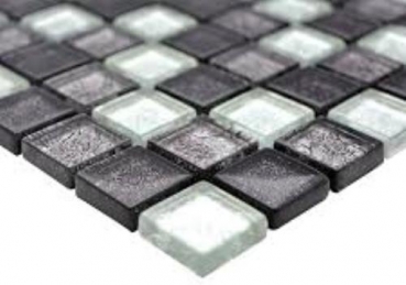 Hand-painted mosaic tile Translucent black Glass mosaic Crystal silver black structure MOS126-1703_m