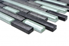 Hand-painted mosaic tile Translucent black composite glass mosaic Crystal silver black structure MOS86-1703_m